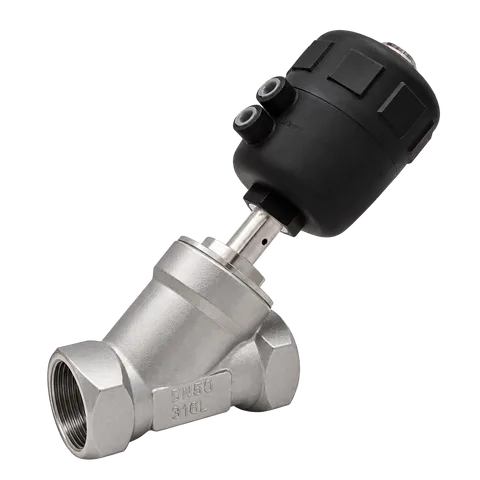 Pneumatic Female-Thread Angle Seat Valve, Plastic Actuator — product view