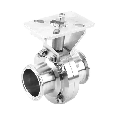 Sanitary Tri-Clamp Butterfly Valve with Mounting Bracket — product view