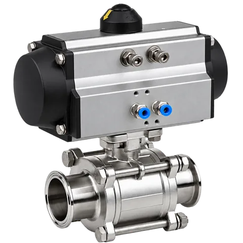Pneumatic Three-Piece Tri-Clamp Ball Valve — product view