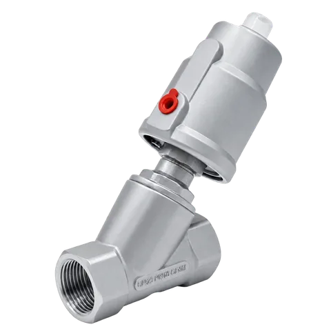 Pneumatic Female-Thread Angle Seat Valve, Stainless Steel Actuator — product view