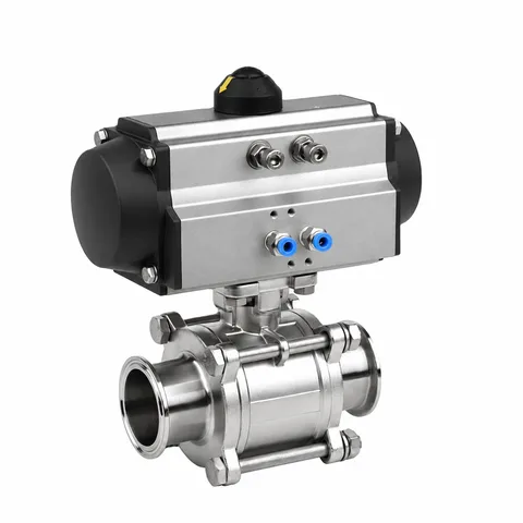 Pneumatic Three-Piece Tri-Clamp Ball Valve — product view
