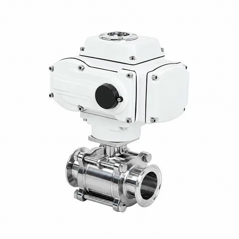 Electric Three-Piece Tri-Clamp Ball Valve — product view