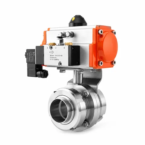 Pneumatic Union Butterfly Valve with Pilot Valve — product view