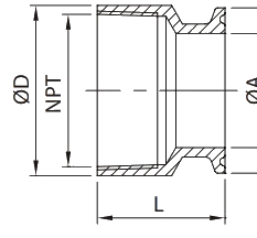 22MP Female-Thread Clamp Adapter Dimensional Schematic