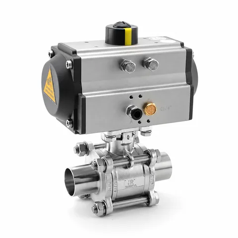 Pneumatic Three-Piece Weld-End Ball Valve — product view