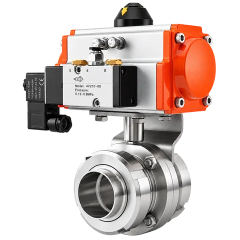 Pneumatic Union Butterfly Valve with Pilot Valve — product view