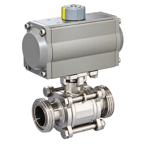 Pneumatic Three-Piece Male-Thread Ball Valve — product view